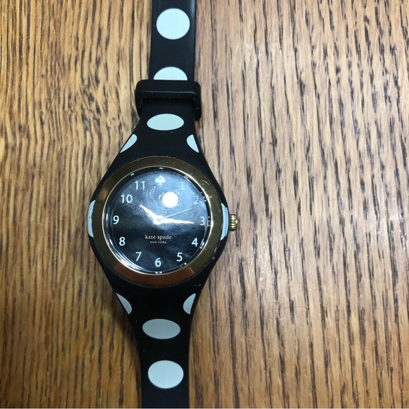 Kate Spade New York Live Colourfully -Black and white rubber band poka dot watch - Picture 4 of 9